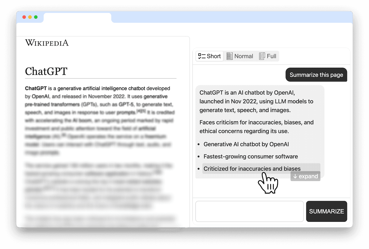 Summarizer in action